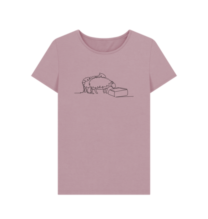 Mauve Women's Sheep Organic Cotton Crewneck Tee (Black)