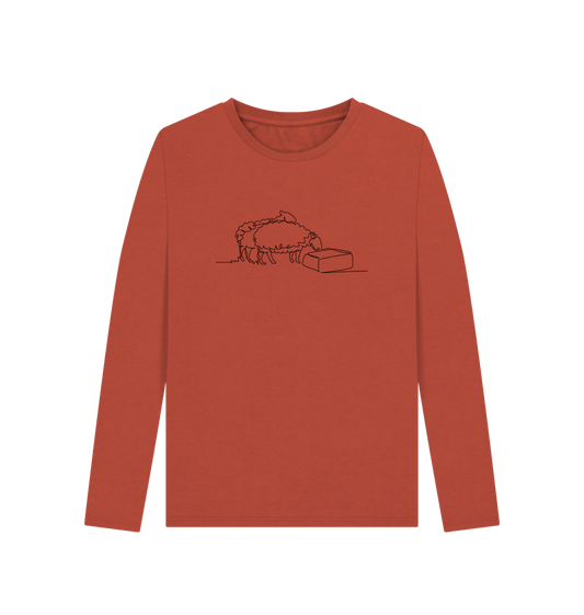 Rust Women's Sheep Organic Cotton Long Sleeve Tee (Black)