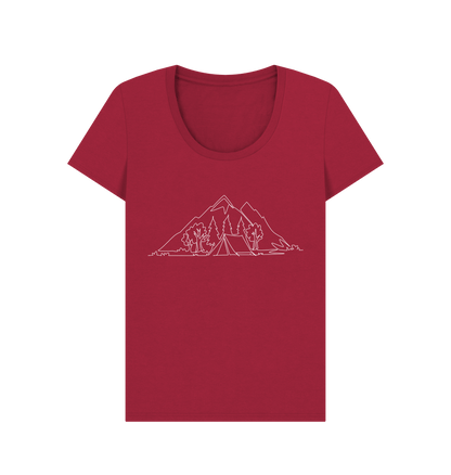 Cherry Women's Camping Scoop Neck T-Shirt - White