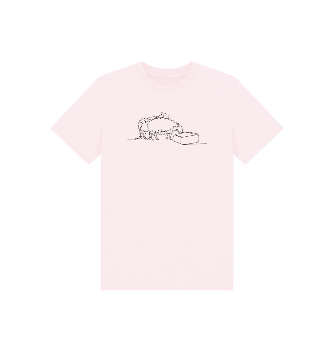 Pink Kid's Sheep Organic Cotton Basic Tee (Black)