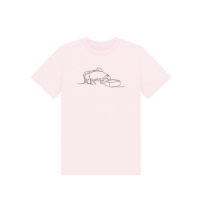 Pink Kid's Sheep Organic Cotton Basic Tee (Black)