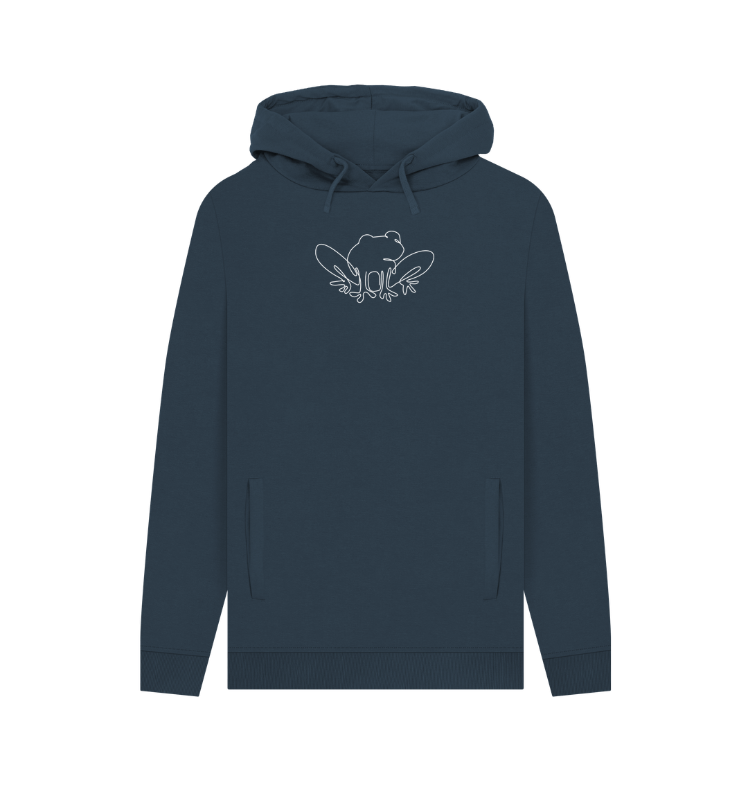 Navy Men's Frog Pullover Hoodie - White