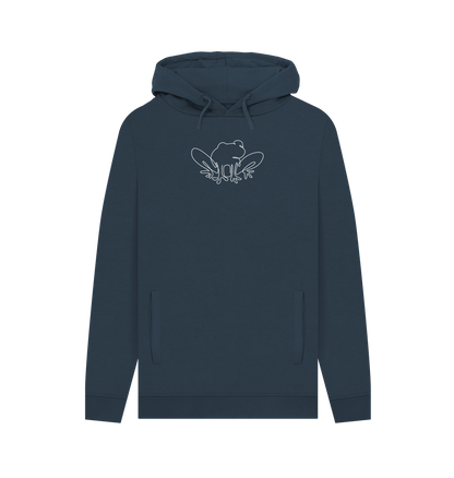 Navy Men's Frog Pullover Hoodie - White