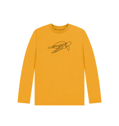 Mustard Kid's Sea Turtle Organic Cotton Long Sleeve Tee (Black)