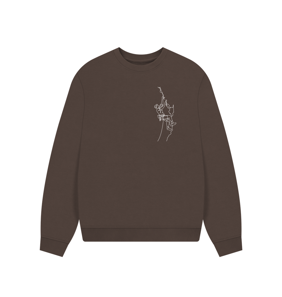 Chocolate Women's Climber Organic Cotton Oversized Crewneck - White Design