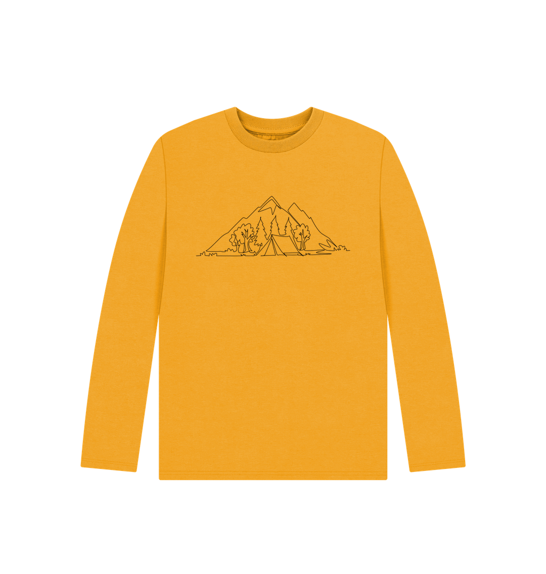 Mustard Kid's Camping Organic Cotton Long Sleeve Tee (Black)