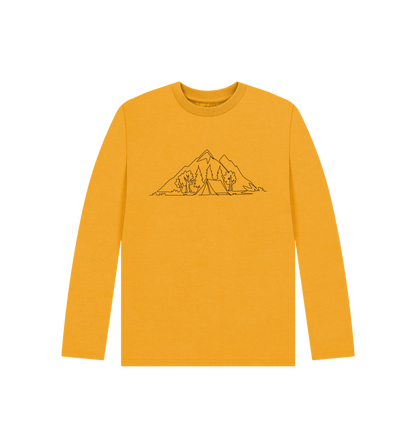 Mustard Kid's Camping Organic Cotton Long Sleeve Tee (Black)