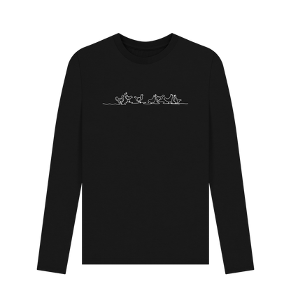 Black Men's Chickens Organic Cotton Long Sleeve Tee (White)