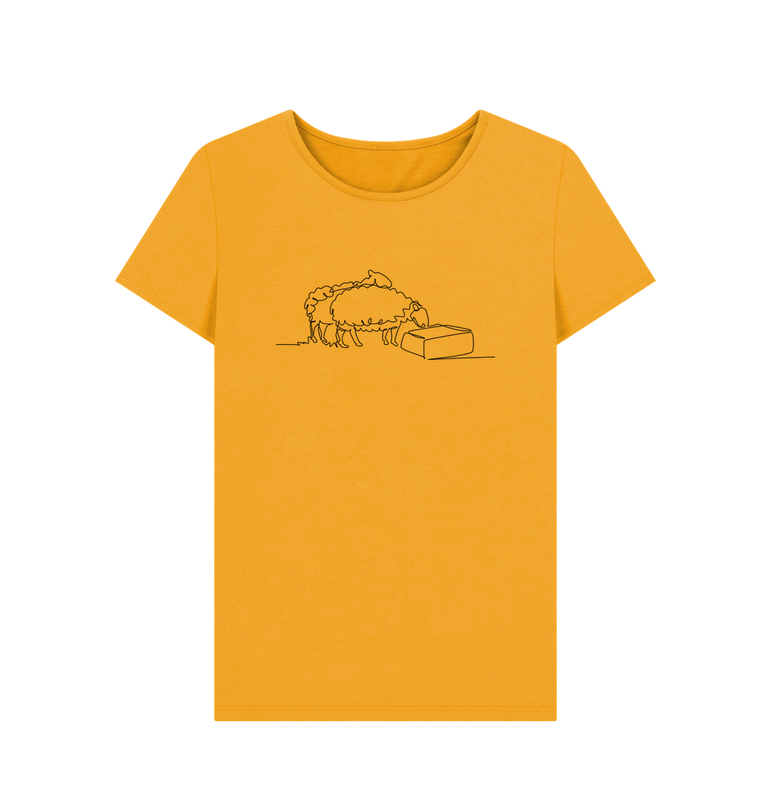 Mustard Women's Sheep Organic Cotton Crewneck Tee (Black)