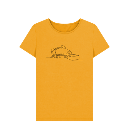 Mustard Women's Sheep Organic Cotton Crewneck Tee (Black)