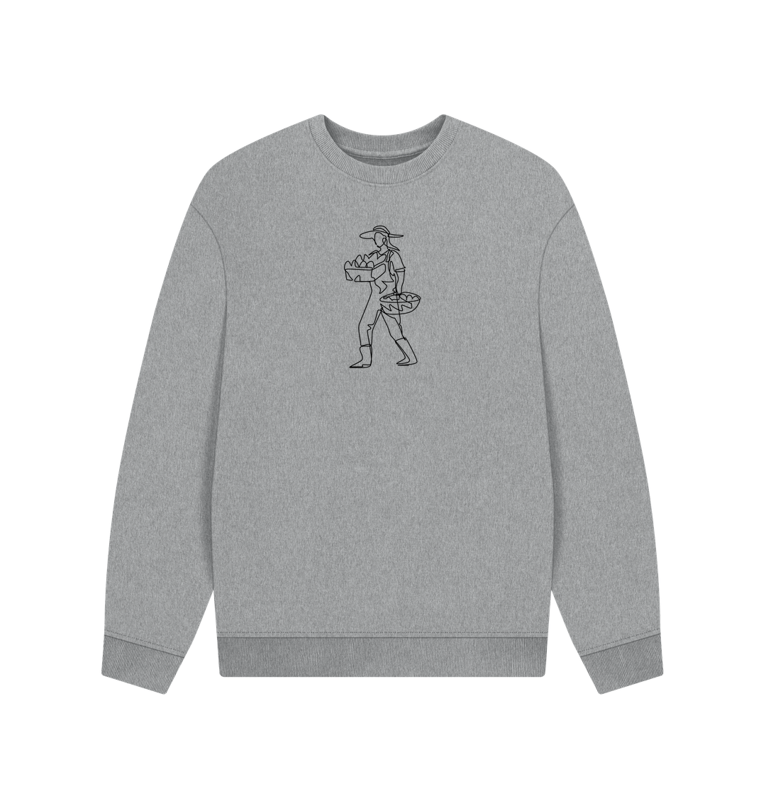 Athletic Grey Men's Harvest Organic Cotton Oversized Crewneck - Black Design