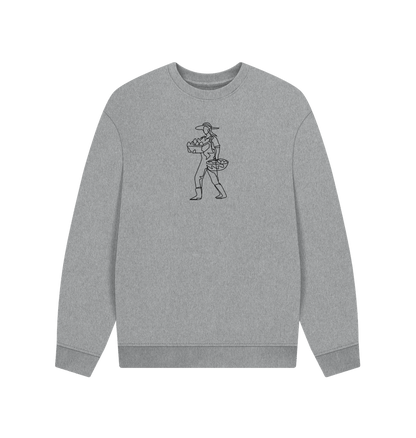 Athletic Grey Men's Harvest Organic Cotton Oversized Crewneck - Black Design