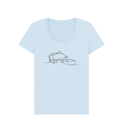 Sky Blue Women's Sheep Organic Cotton Scoop Neck Tee (Black)