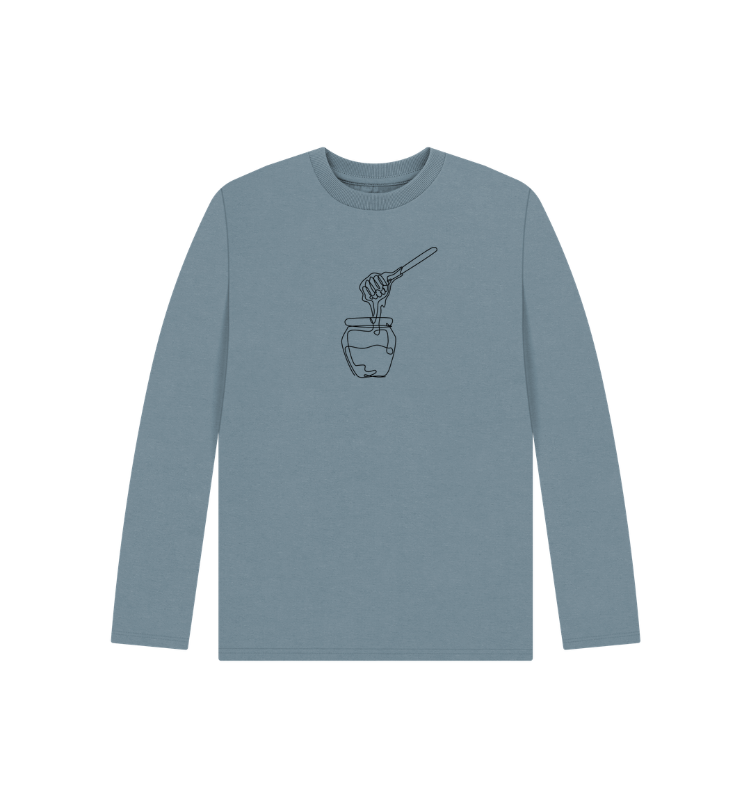 Stone Blue Kid's Honey Organic Cotton Long Sleeve Tee (Black)