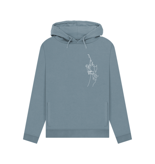 Stone Blue Women's Climber Organic Cotton Pullover Hoodie (White)