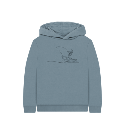 Stone Blue Kid's Fisherman Organic Cotton Pullover Hoodie (Black)