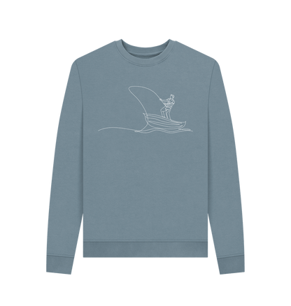 Stone Blue Women's Fisherman Organic Cotton Crewneck Sweater (White)