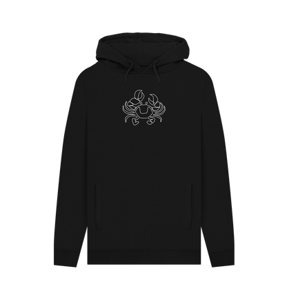 Black Men's Crab Organic Cotton Pullover Hoodie (White)