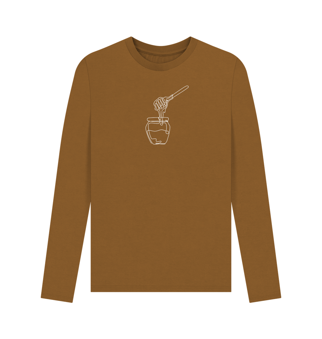 Brown Men's Honey Organic Cotton Long Sleeve Tee (White)