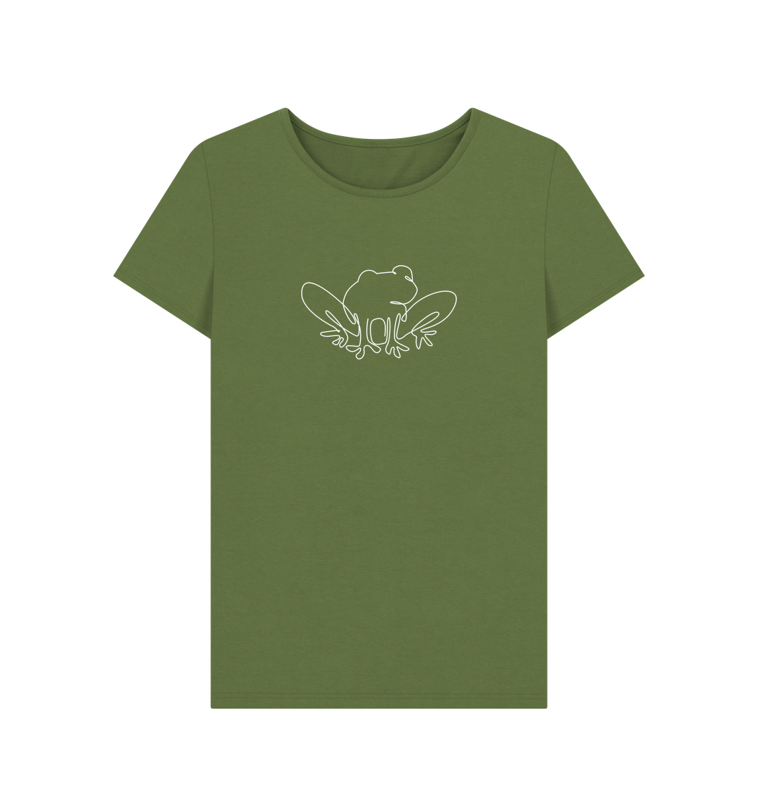 Khaki Women's Frog Organic Cotton Crewneck Tee (White)