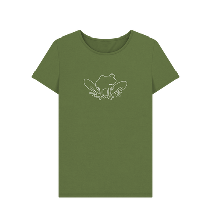 Khaki Women's Frog Organic Cotton Crewneck Tee (White)