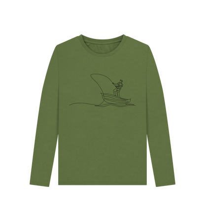 Khaki Women's Fisherman Organic Cotton Long Sleeve Tee (Black)