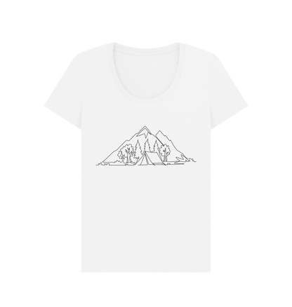 White Women's Camping Organic Cotton Scoop Neck Tee (Black)