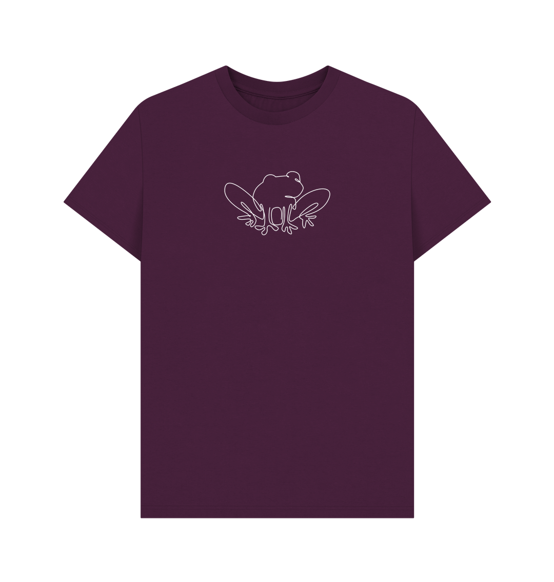 Purple Men's Frog Organic Cotton Basic Tee (White)