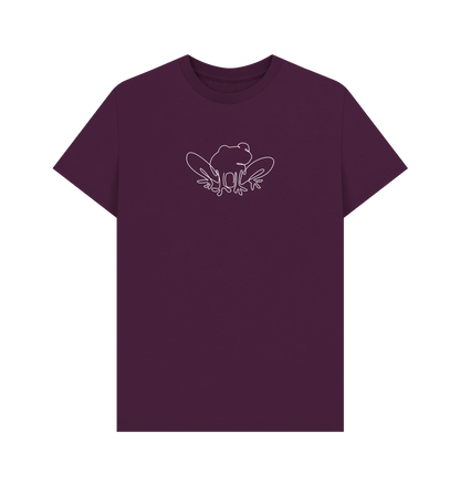 Purple Men's Frog Organic Cotton Basic Tee (White)