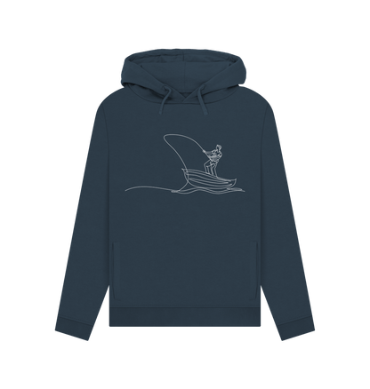 Navy Blue Women's Fisherman Organic Cotton Pullover Hoodie (White)