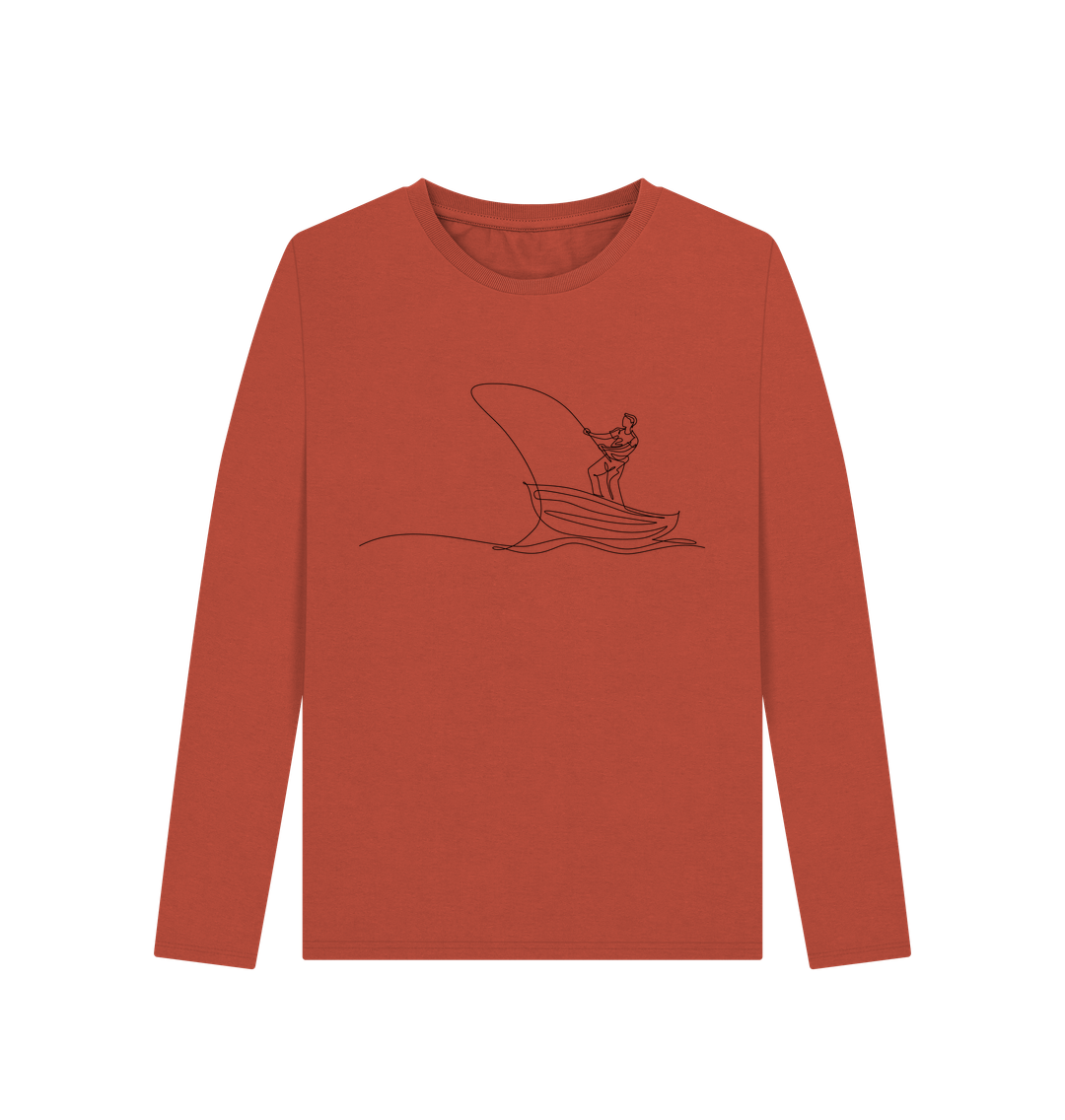 Rust Women's Fisherman Organic Cotton Long Sleeve Tee (Black)