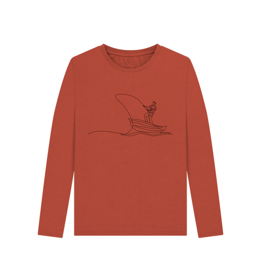 Rust Women's Fisherman Organic Cotton Long Sleeve Tee (Black)