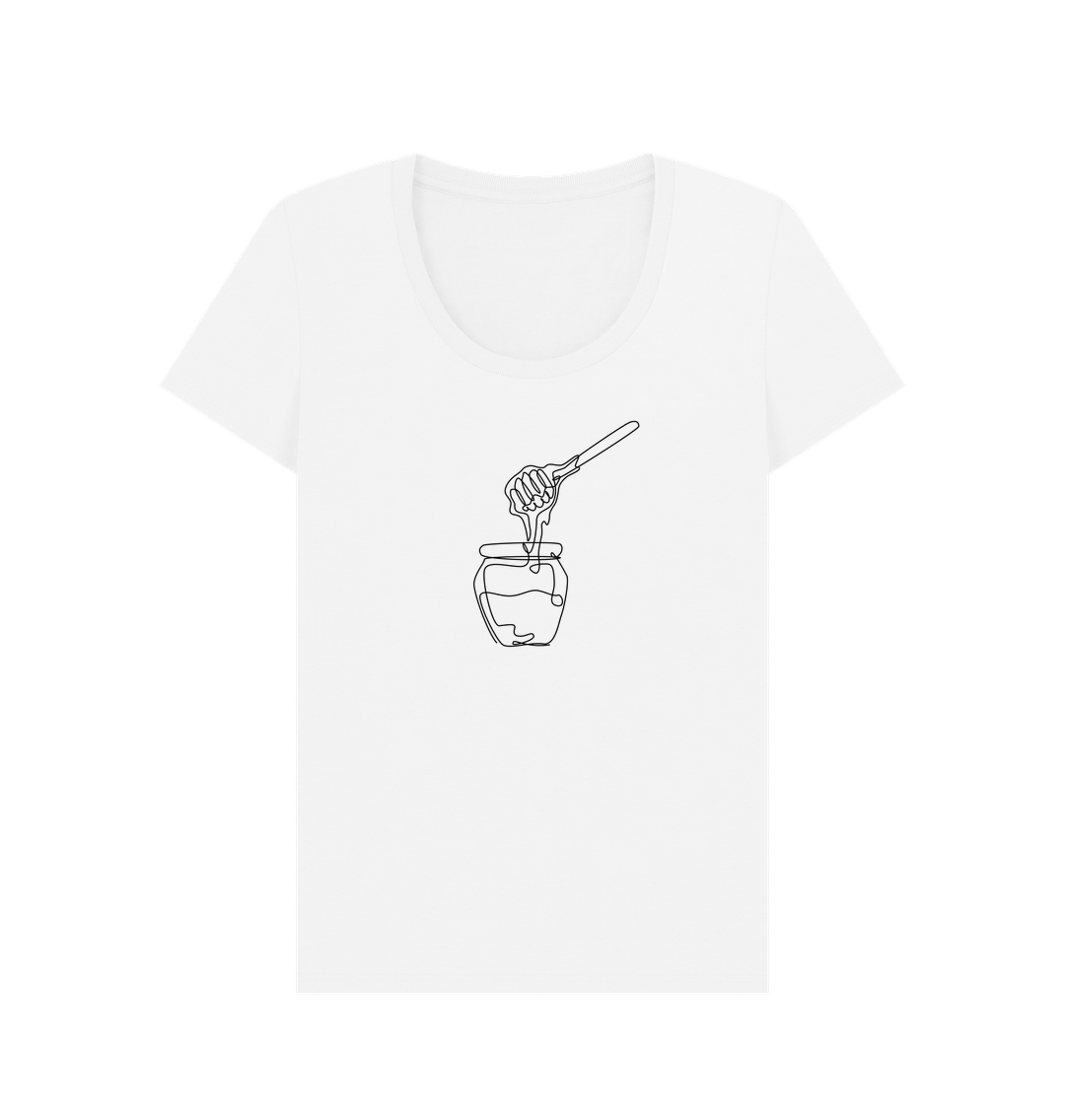 White Women's Honey Organic Cotton Scoop Neck Tee (Black)