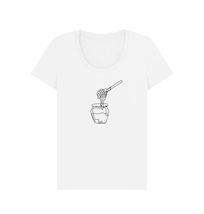 White Women's Honey Organic Cotton Scoop Neck Tee (Black)