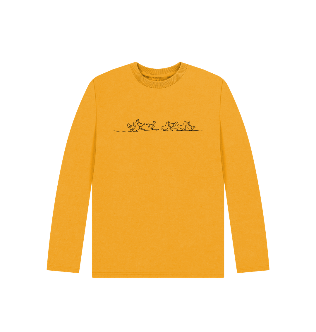 Mustard Kid's Chickens Organic Cotton Long Sleeve Tee (Black)