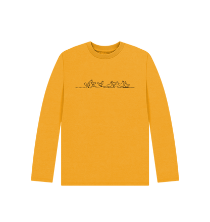 Mustard Kid's Chickens Organic Cotton Long Sleeve Tee (Black)