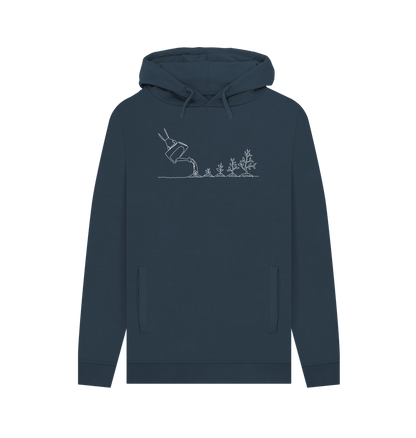 Navy Men's Gardening Organic Cotton Pullover Hoodie (White)