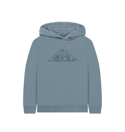 Stone Blue Kid's Camping Pullover Hoodie - Black