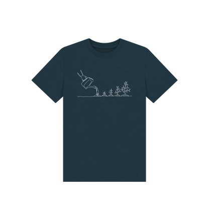 Denim Blue Kid's Gardening Organic Cotton Basic Tee (White)