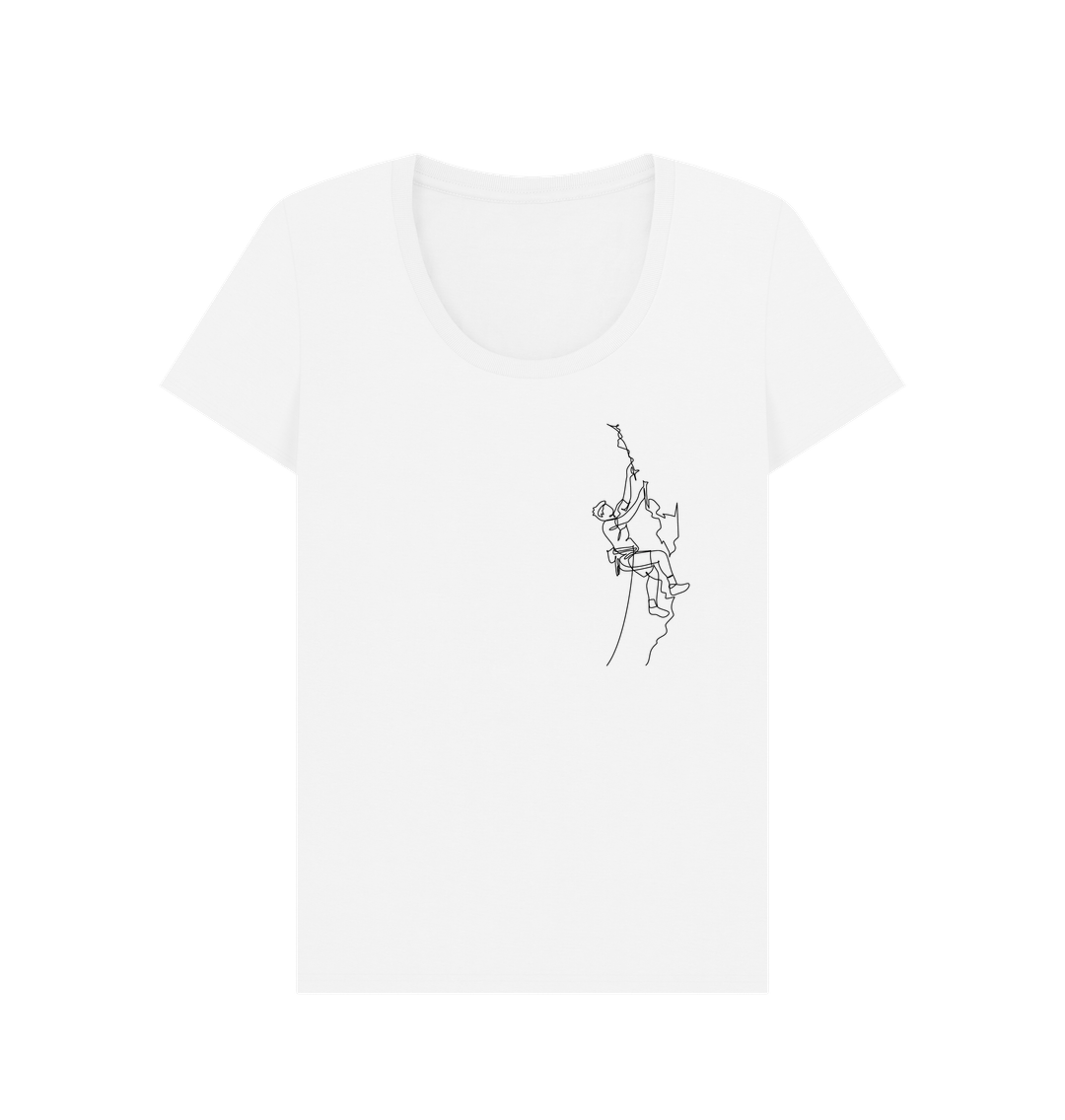 White Women's Climber Organic Cotton Scoop Neck Tee (Black)