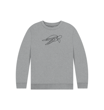 Athletic Grey Kid's Sea Turtle Organic Cotton Crewneck Sweater (Black)