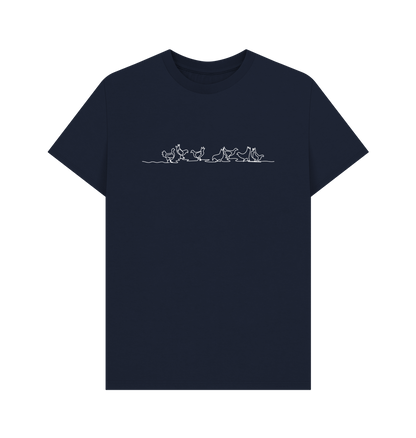 Navy Blue Men's Chickens Organic Cotton Basic Tee (White)