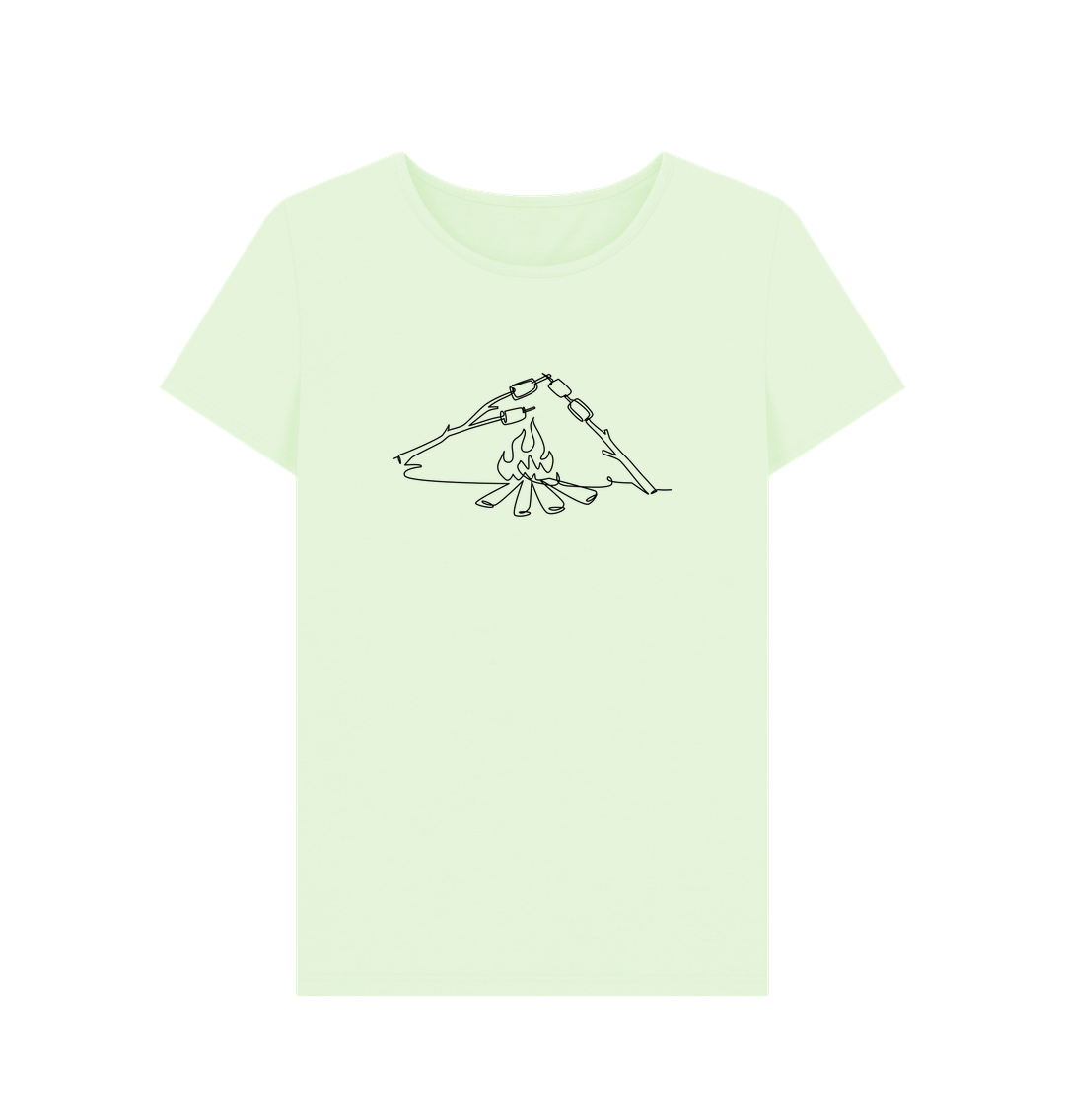 Pastel Green Women's S'mores Organic Cotton Crewneck Tee (Black)