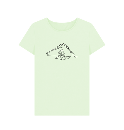 Pastel Green Women's S'mores Organic Cotton Crewneck Tee (Black)