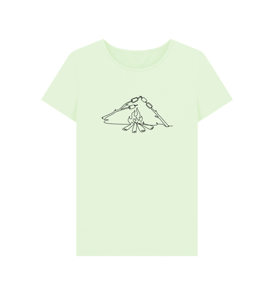 Pastel Green Women's S'mores Organic Cotton Crewneck Tee (Black)