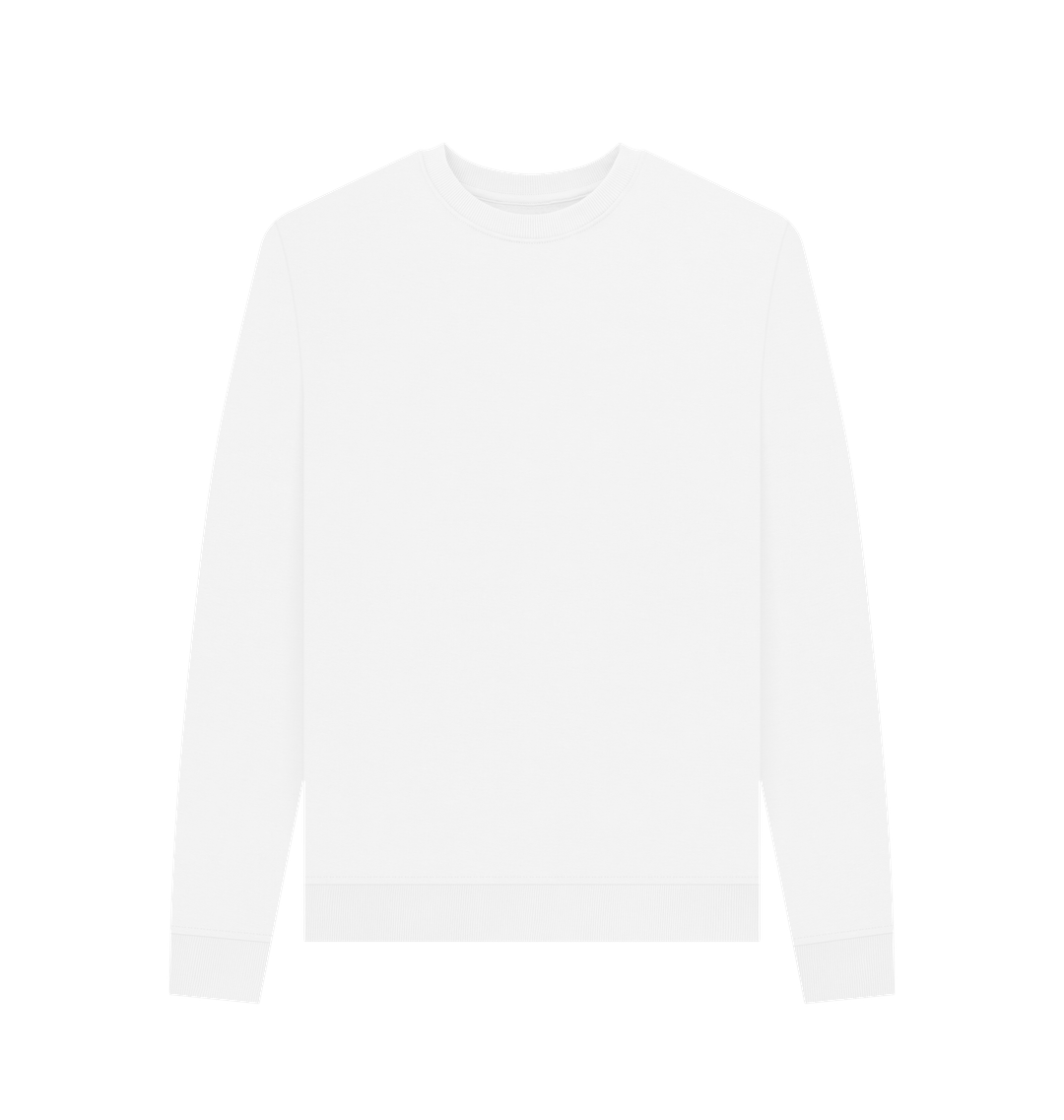 White Women's Solid Organic Cotton Crewneck Sweater