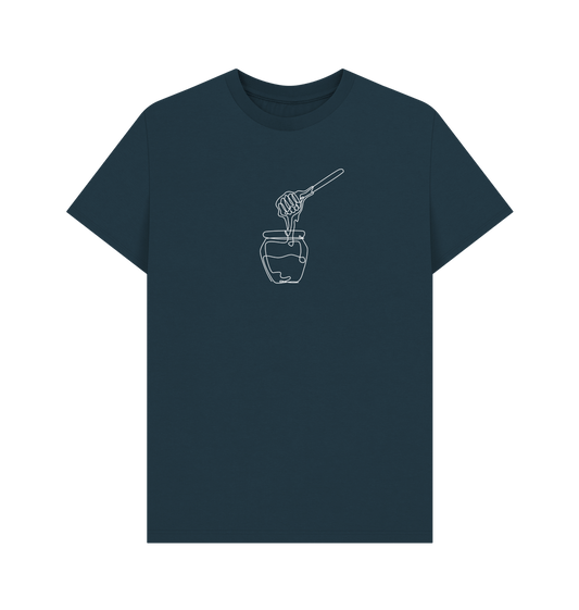 Denim Blue Men's Honey Organic Cotton Basic Tee (White)