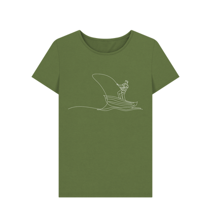 Khaki Women's Fisherman Organic Cotton Crewneck Tee (White)