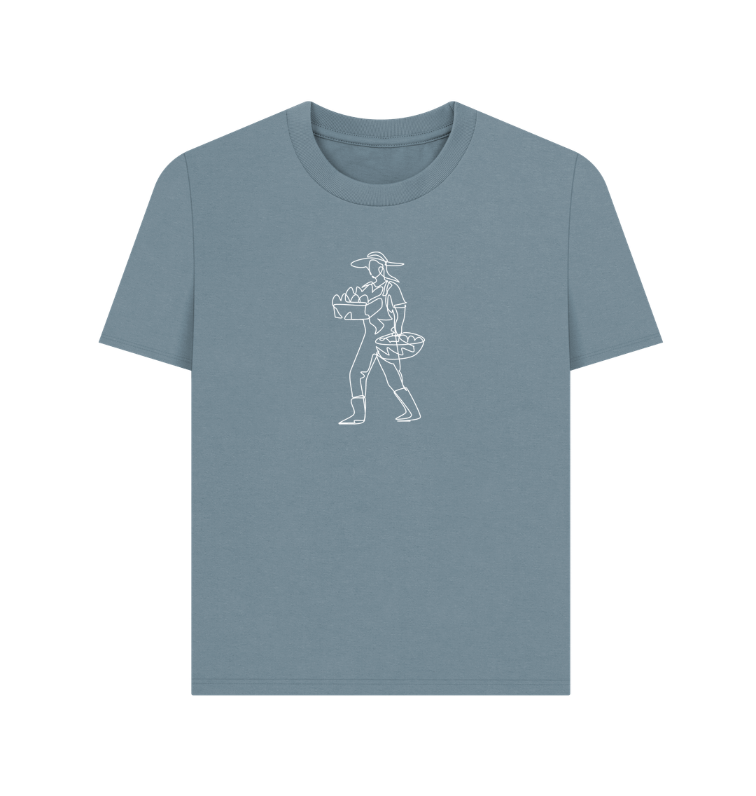 Stone Blue Women's Harvest Organic Cotton Basic Tee (White)