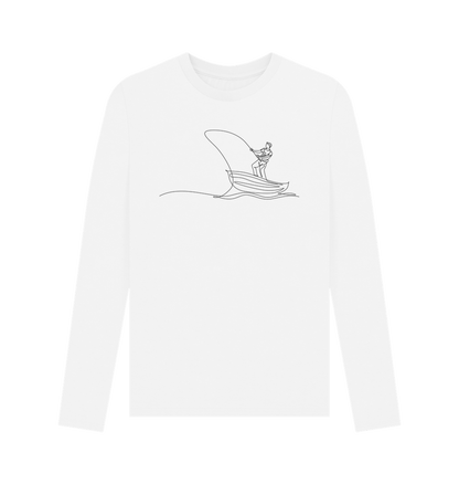 White Men's Fisherman Organic Cotton Long Sleeve Tee (Black)